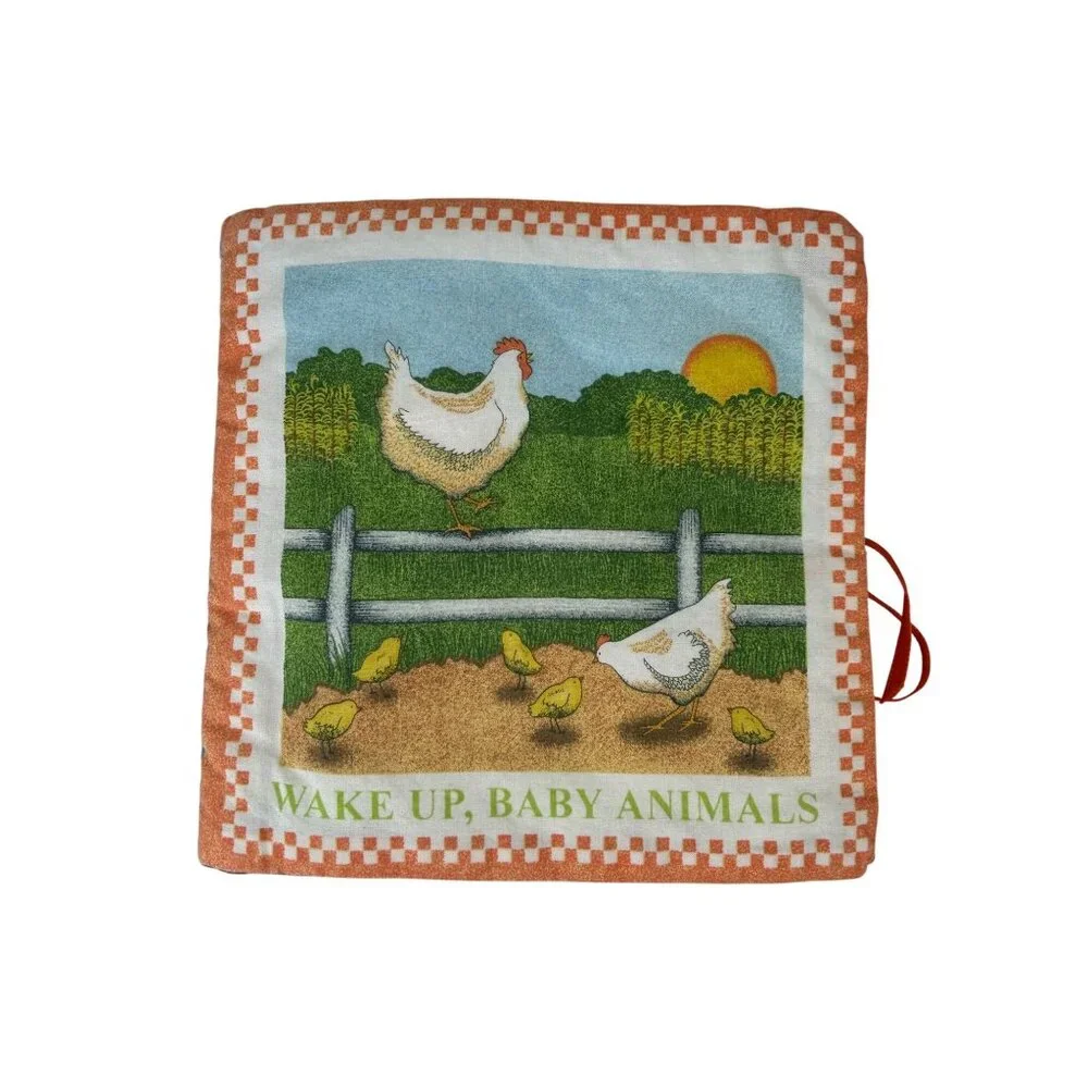 Soft Baby Book Wake Up, Baby Animals Fabric Farm Country Sewn Hand Crafted Toy